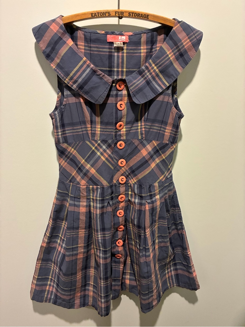 Lux Plaid Tartan Cotton Dress Peter Pan Collar Size 8